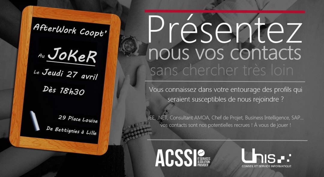 Soirée Coopt-Recrut’ : Jeudi 27 Avril dès 18h30 au JoKer à Lille – Venez nombreux !